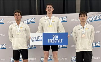Men’s Swimming Captures Nine Titles at NEC Championship