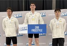 Men’s Swimming Captures Nine Titles at NEC Championship
